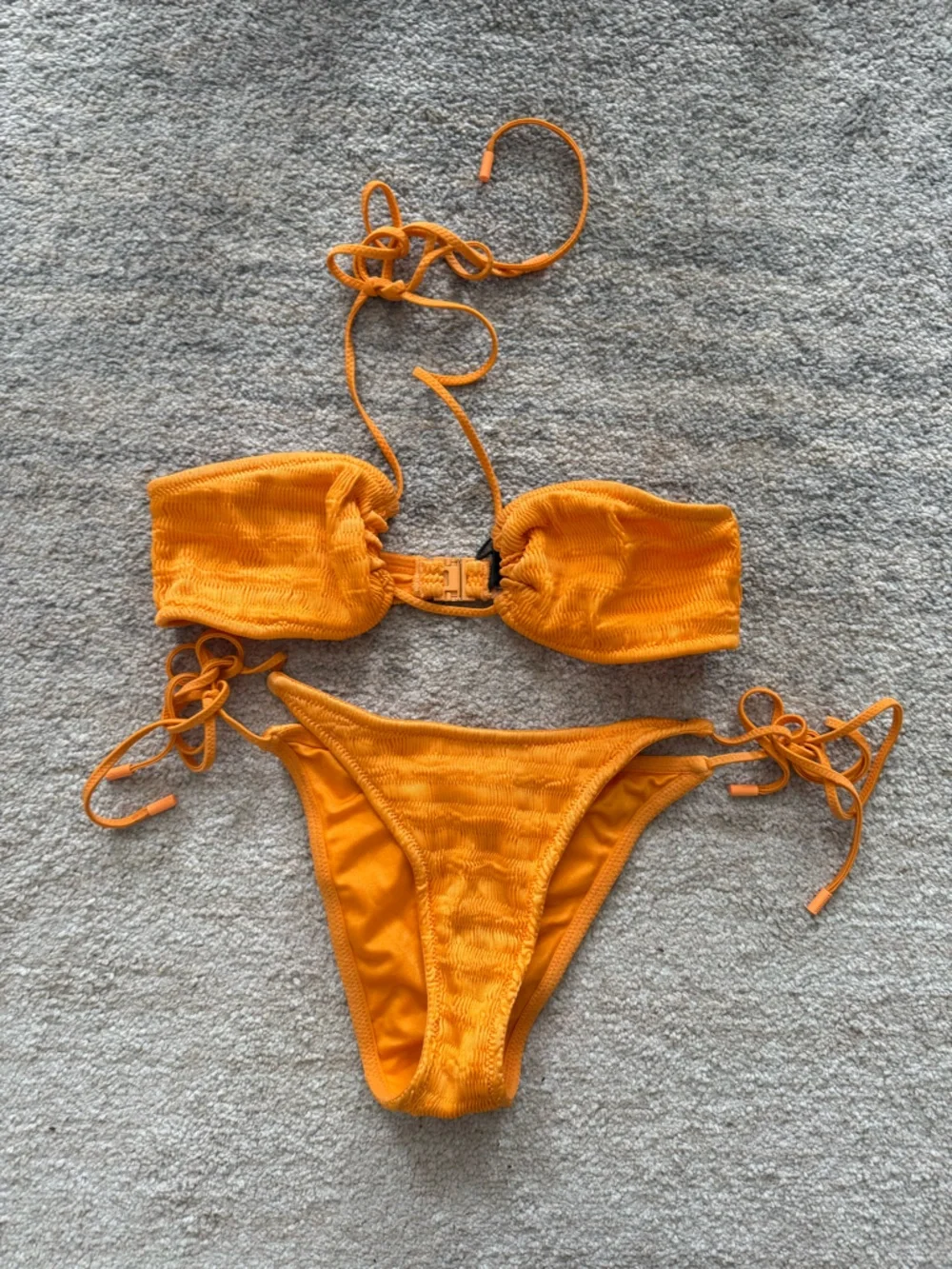 Triangl Swimwear Orange Crochet Tie Bikini